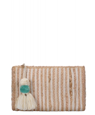 Antik Kraft Jute Tassel Clutch BGA-IN10  WHITE